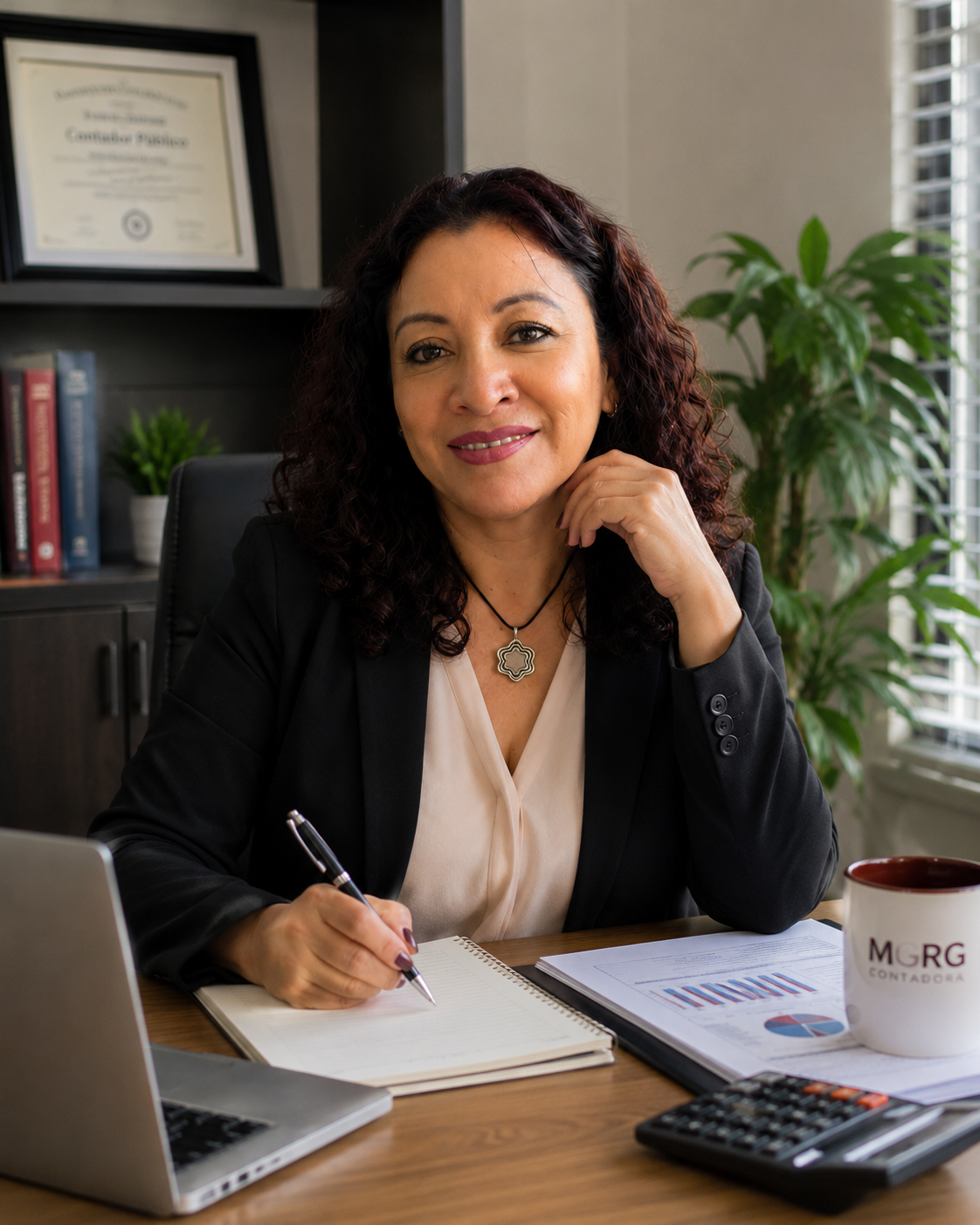 María Guadalupe Rodríguez Gómez brindando asesoría contable